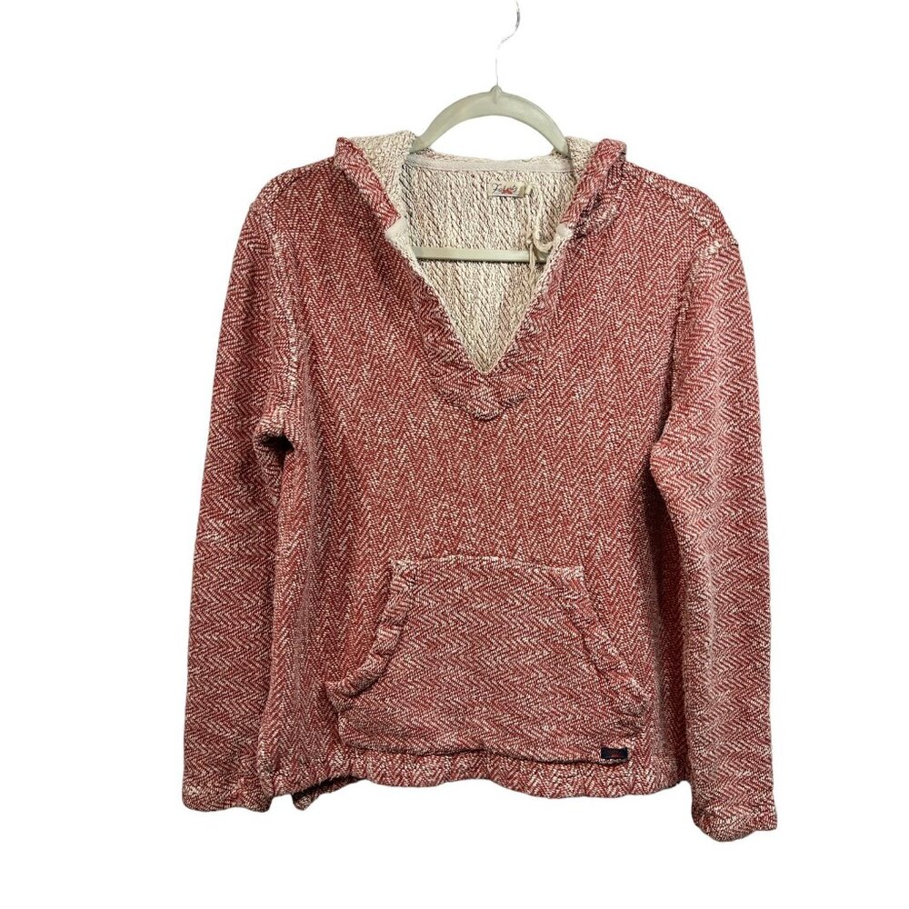 Faherty Striped Baja Hoodie Top Cotton Kangaroo Pocket Poncho Small Boho